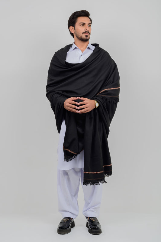 White Kameez Shalwar + Jet Black Shawl (Combo Deal)