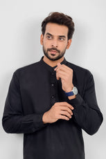 Black Kameez Shalwar + Khaki Shawl (Combo Deal)